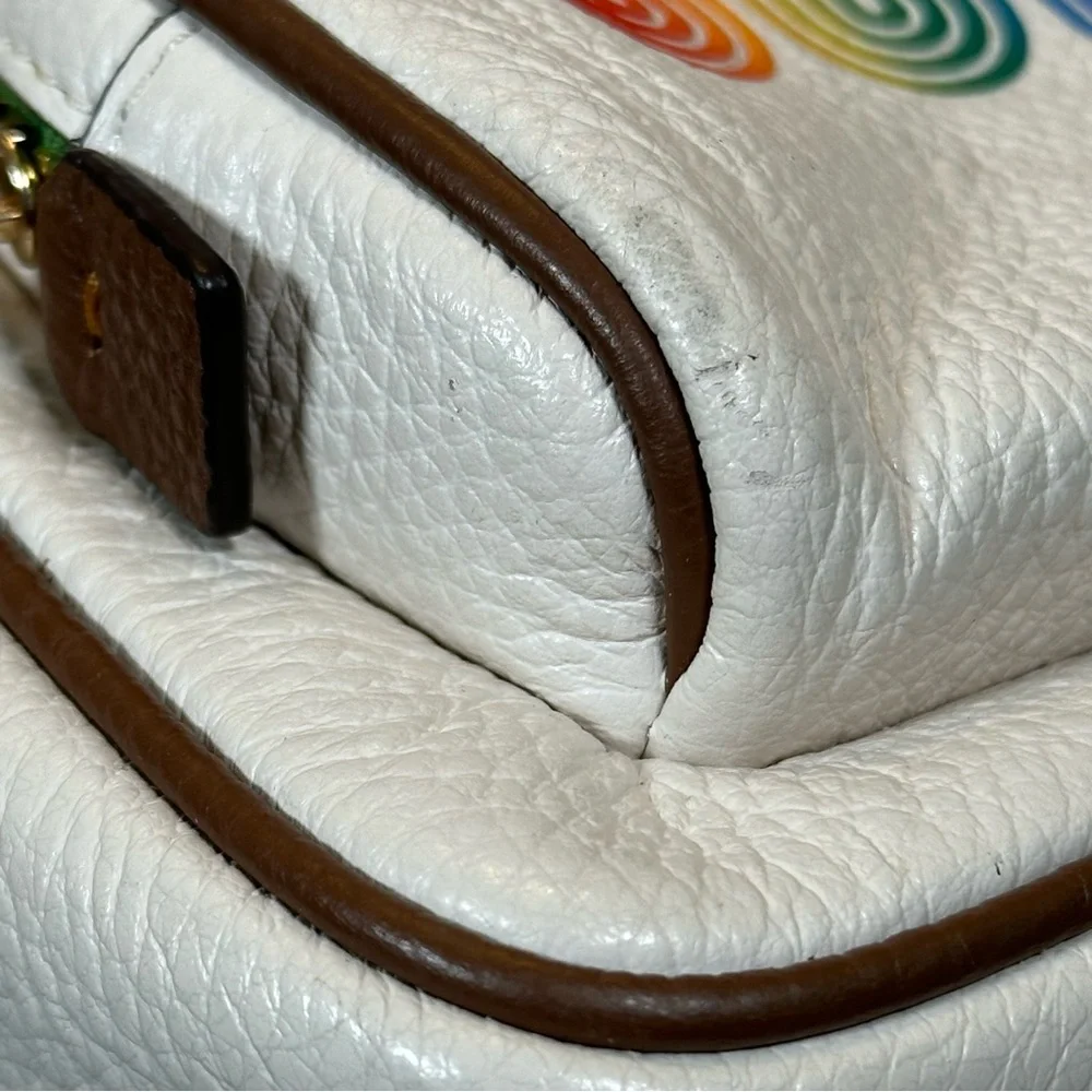 COACH Mini Court Pebbled Leather Backpack White With Rainbow Coach PRIDE Logo - Picture 15 of 16